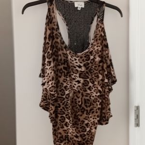LASHES leopard print cold shoulder top size medium